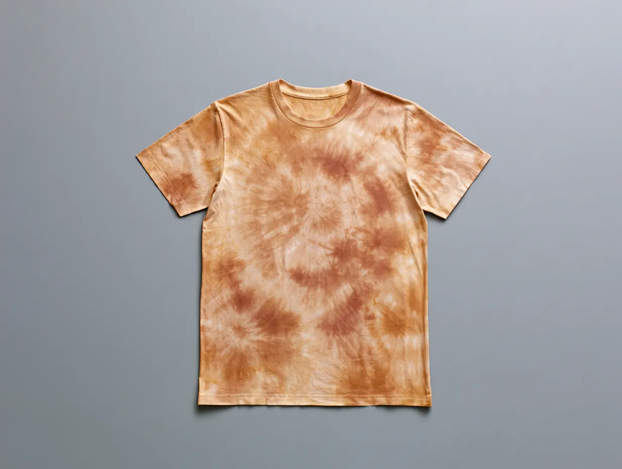 塗り上がりの柿渋染めTシャツ。うすい琥珀色